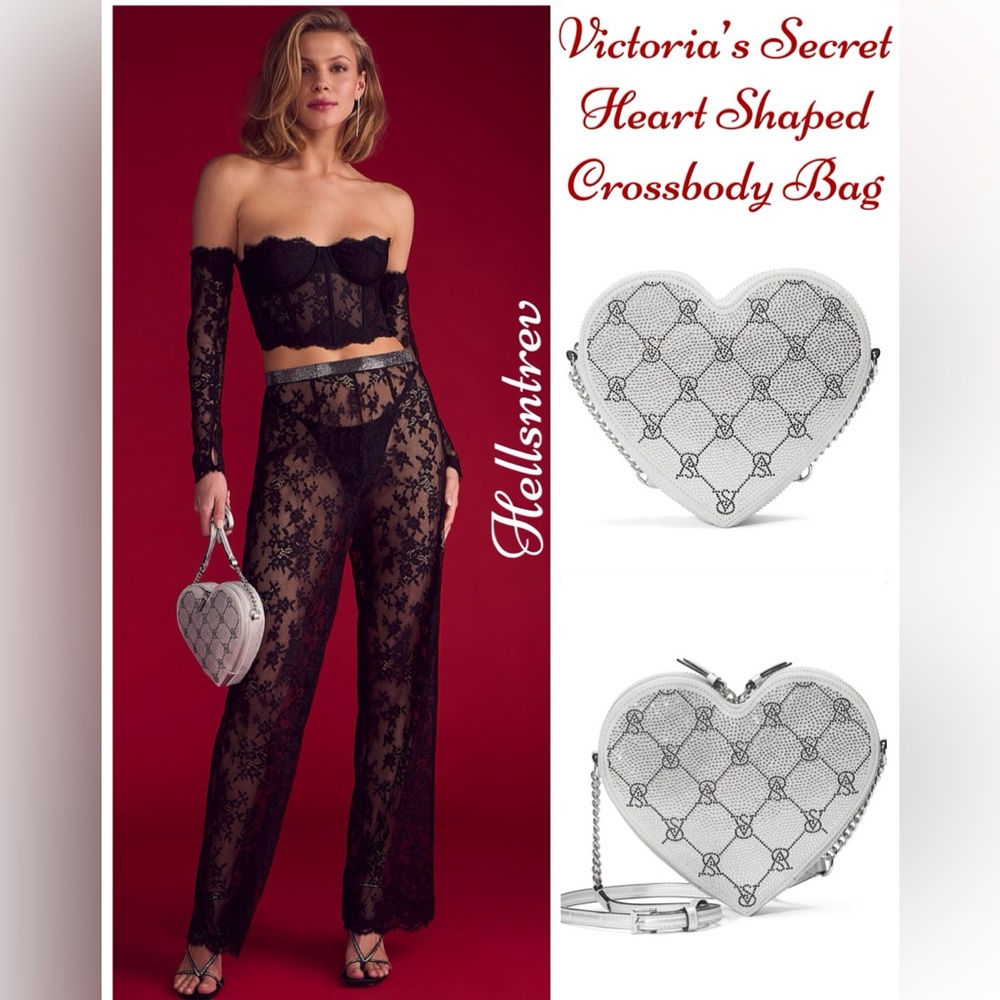 Victoria’s Secret BLING Rhinestones HEART SHAPE CROSSBODY BAG